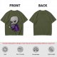 Olive T-Shirt With Grumpy Vampire Holding Coffee Mug Print