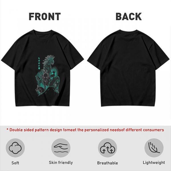 Olive T-shirt with Dark Fantasy Spirit Creature Graphic