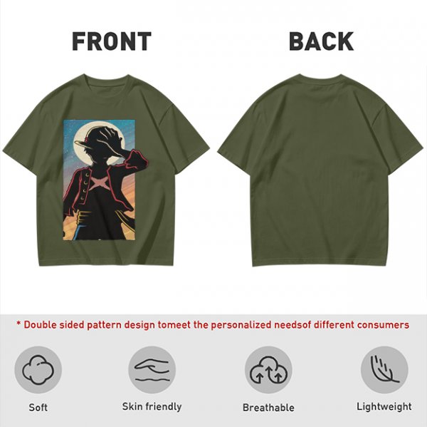 Olive Anime Character Silhouette Graphic T-Shirt