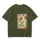 Olive T-shirt with Earthbender Character Vintage Art Print