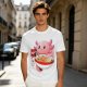 Olive T-Shirt Featuring a Cute Pink Axolotl Eating Ramen