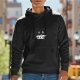 Black hoodie with cute black cat graphic and 'FOR A YEAR' text