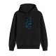 Black Hoodie With Blue Technical Graphic Print