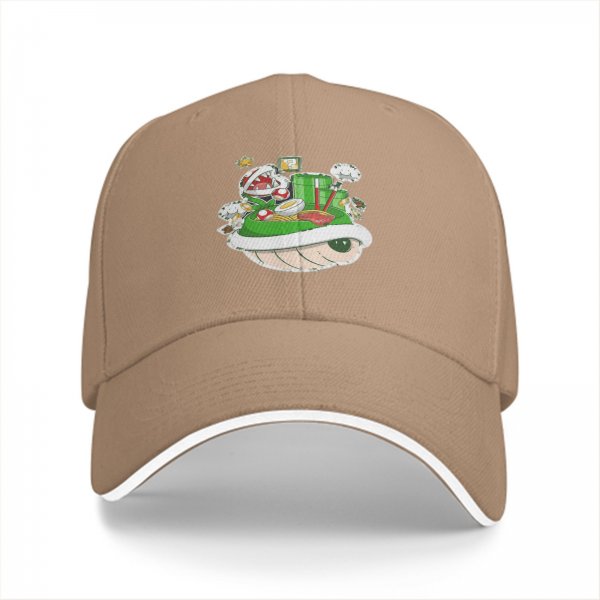 Black Baseball Cap With Super Mario Themed Ramen Artwork