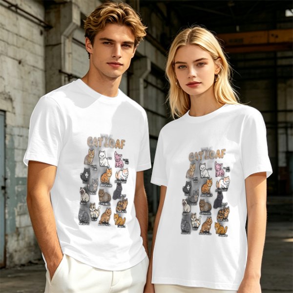 Olive T-Shirt With Cat Loaf Breeds Graphic Print