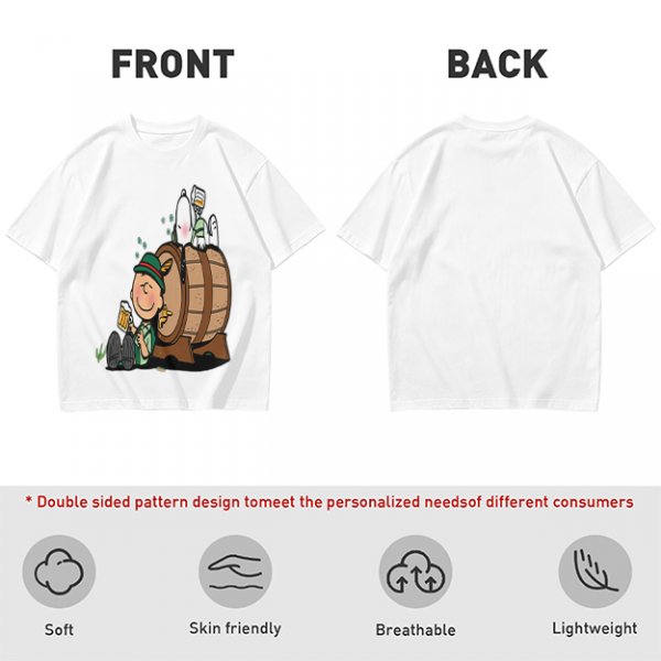 Olive T-Shirt with Charlie Brown and Snoopy at Oktoberfest Beer Barrel