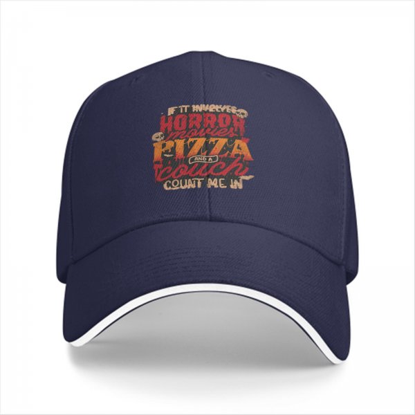 Horror Movies Pizza Couch Count Me In Baseball Cap