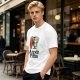 Olive T-Shirt with Surfer Pizza Character and Argyle Pizza Print