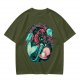 Olive T-Shirt With Mermaid And Seashell Graphic Print