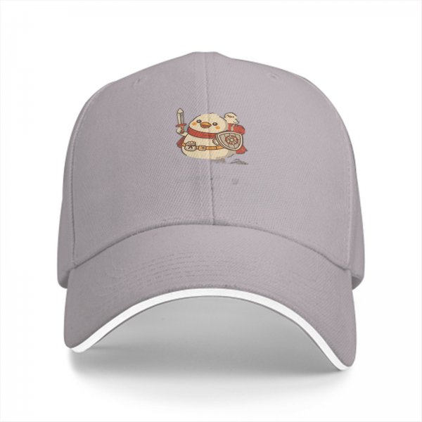 Black Baseball Cap With Cute Duck Warrior Knight Print
