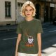 Olive Green T-Shirt With Cute Coffee Cup Graphic and Problem Solution Text