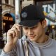 Black baseball cap with neon gothic fantasy graphic print