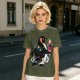 Olive T-Shirt With Cosmic Penguin And Ice Cream Print