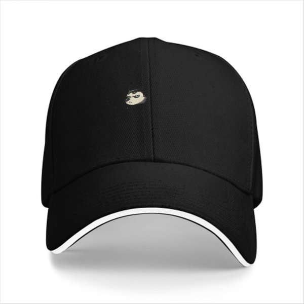 Black Baseball Cap With Small Sloth Face Graphic