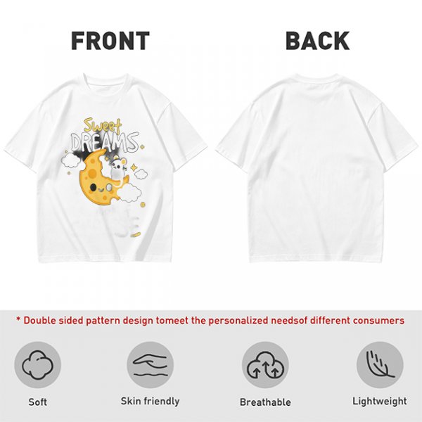 Olive t-shirt with sweet dreams cheese moon and mouse graphic