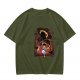Olive Anime Graphic T-Shirt With Straw Hat Character Design
