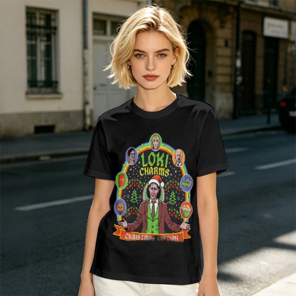 Loki Charms Christmas Edition Themed Graphic T-Shirt