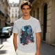 Olive T-shirt with fantasy warrior and moon graphic print