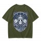 Olive T-shirt with Straw Hat Pirates Wanted Pirate Emblem Print