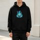 Black Hoodie With Fantasy Ice Castle Warrior Graphic Print