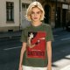 Olive t-shirt with vintage Dimitrescu red wine graphic print