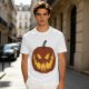 Olive Green T-Shirt With Scary Jack O' Lantern Pumpkin Print