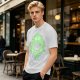 Olive Green T-Shirt With Leaf Shaped Tamagotchi Totoro Print