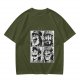 Olive T-Shirt with Retro Mario Brother Character Grid Art