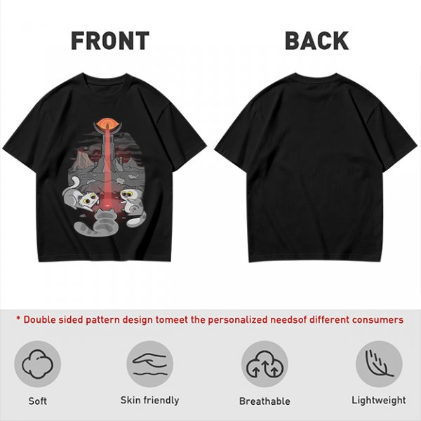 Olive T-shirt with Cat Sauron Tower Fantasy Art Print