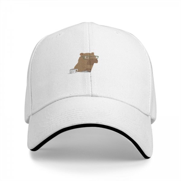 Black Baseball Cap With Capybara Wearing Glasses Graphic