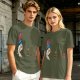 Olive T-Shirt With Uncle Sam Hat And Fast Food Graphic Print