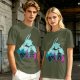 Olive T-Shirt With Spirited Away Dragon Silhouette Artwork