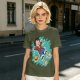 Olive anime t-shirt with Luffy relaxing in water print