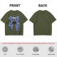 Olive T-Shirt With Blue Fantasy Animal Heads Graphic Print