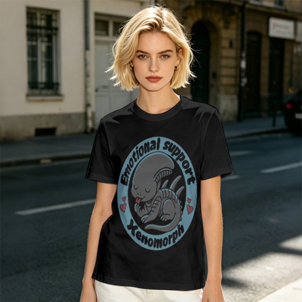 Emotional Support Xenomorph Cute Graphic T-Shirt