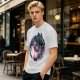 Olive T-Shirt with Yin Yang Dragon Floral Sun Moon Art