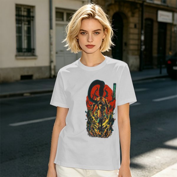 Olive T-shirt with Dark Fantasy Tentacle Monster Graphic Print