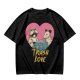 Olive Graphic T-Shirt with Raccoon and Opossum Trash Love Design