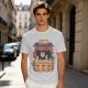 Olive T-Shirt with Cat Ramen Shop Artwork