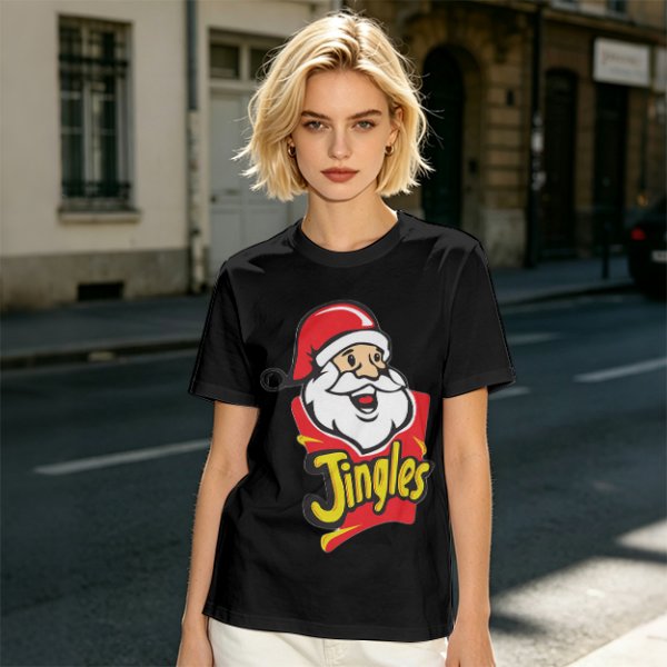 Olive T-Shirt with Santa Claus Jingles Christmas Print