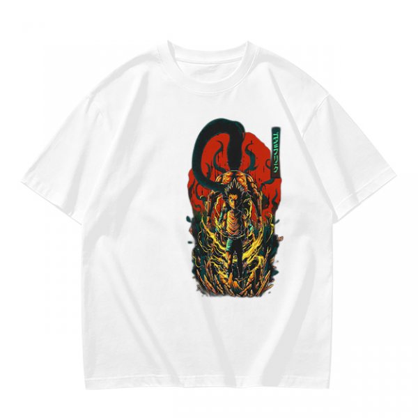 Olive T-shirt with Dark Fantasy Tentacle Monster Graphic Print