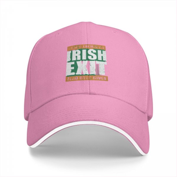 Black baseball cap with 'Please Excuse My Irish Exit Zero Byes Given' print