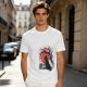 Olive T-Shirt with Black Cat and Red Moon Gothic Art Print