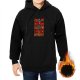 Black hoodie with Stranger Things character grid graphic print