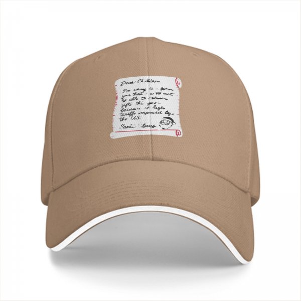 Black baseball cap with funny Santa note print about gift delays