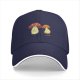 Black Baseball Cap With Cartoon Grumpy Mushroom Characters Print