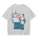 Olive T-Shirt With Cute Artist Cat Art Because Murder Is Wrong Print