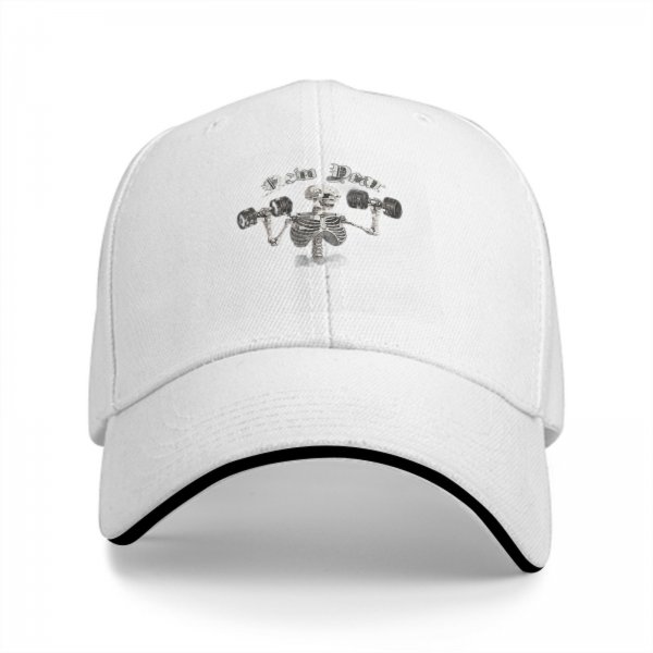 New Year Skeleton Lifting Dumbbells Black Baseball Cap