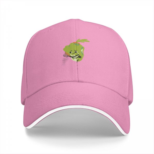 Black baseball cap with cute sad vegetable graphic print