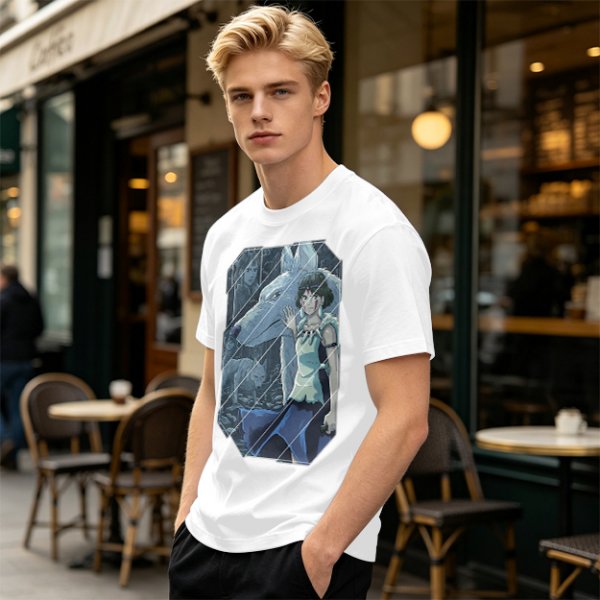 Olive T-Shirt Featuring Princess Mononoke Wolf Artwork